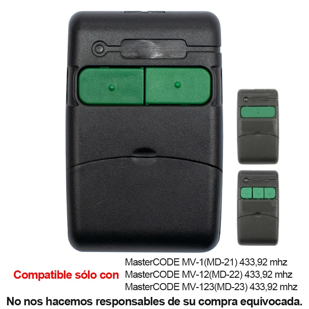 Garage Remote Control Compatible With MASTERCODE MV-1 MV-12 MV-123 MV1 MV12 MV123 MD-21 MD-22 MD-23 433.92MHz