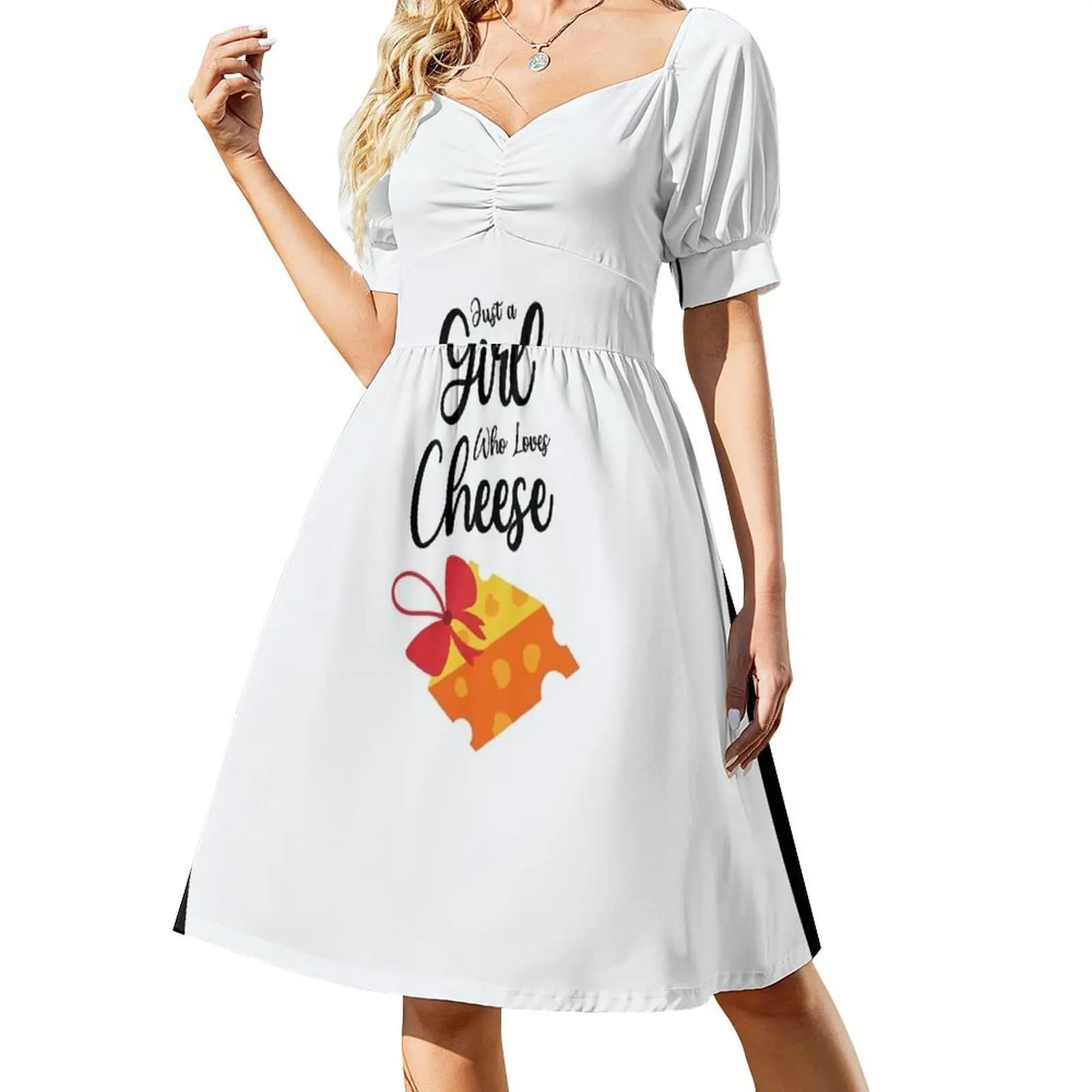 Just A Girl Who Loves Cheese Short Sleeved Dress Dresses sensual sexy dress for women Dress