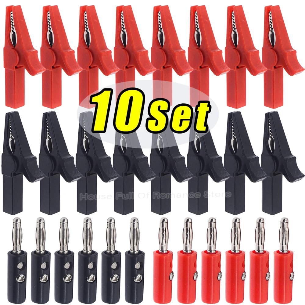 Alligator Clip with Banana Plugs Set No Welding Fully Insulated Safety Electrical Test Crocodile Clips Connector for Multimeter