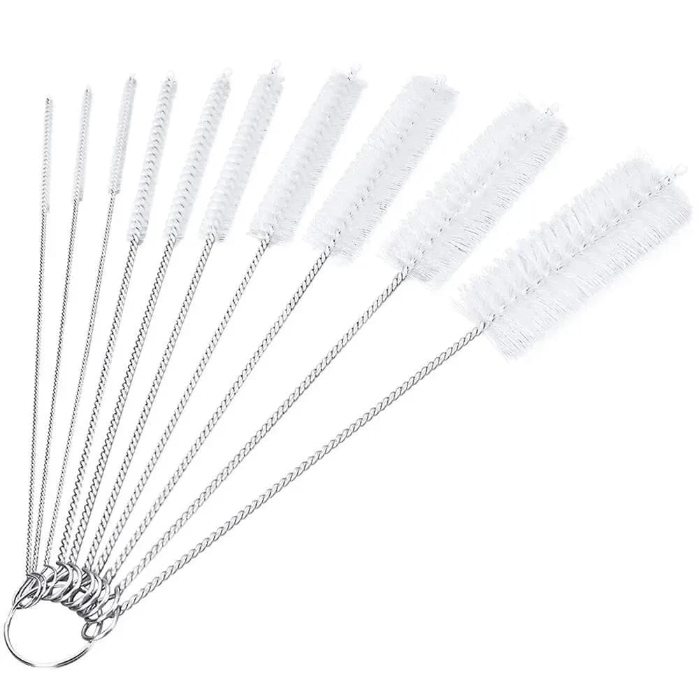 10Pcs/Set Multifunctional Portable Stainless Steel Household Bottle Brushes Cleaner Glass Washing Tube Cleaning Brush Set