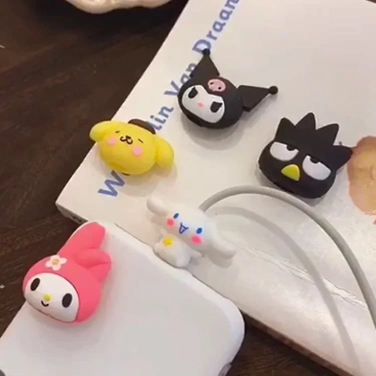 Cartoon Sanrio Cable Protector Bites Wire Organizer Winder Saver For USB Charging Cable Data Line Earphones Cord Protector Cover