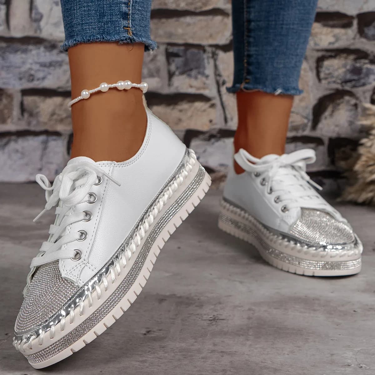 Summer Shoes Ladies Autumn Round Toe 2025 Fashion Women's Espadrilles Platform All-Match Casual Female Sneakers Rivets Studs Fla