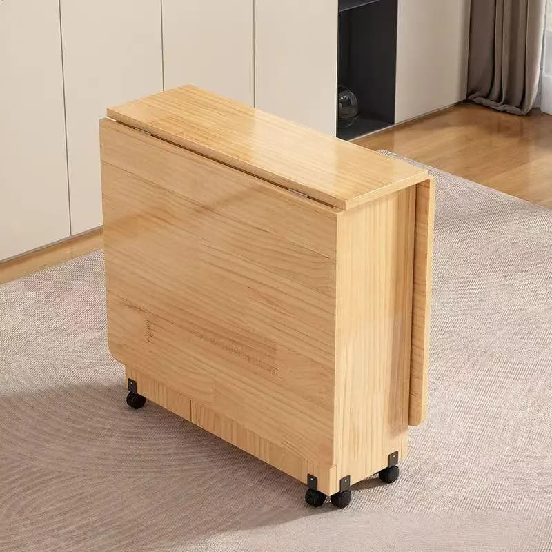 Solid wood folding dining table small household dining table multifunctional rectangular movable folding table