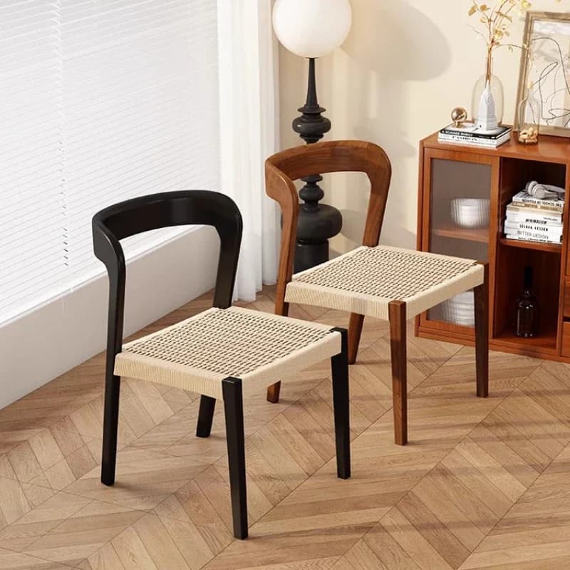 Designer Dining Chair Solid Wood Retro Home Rattan Chair Nordic Medieval Minimalist Restaurant 벤치의자 Comedor Kitchen Furniture