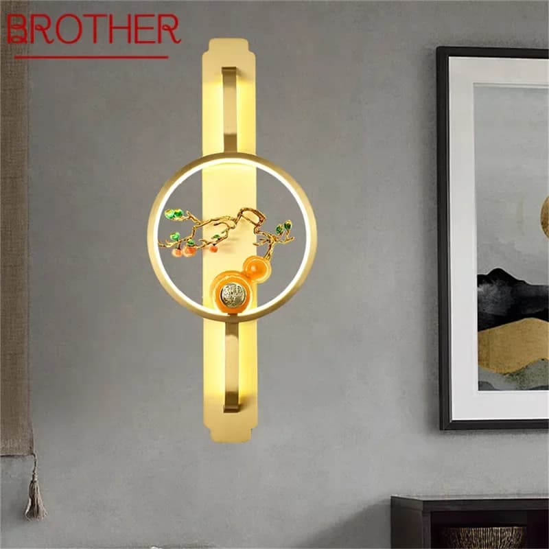 BROTHER Contemporary Brass Wall Lamp Retro Creativity LED Living Room Bedroom Study Room Hotel Villa Hall Way Aisle Light