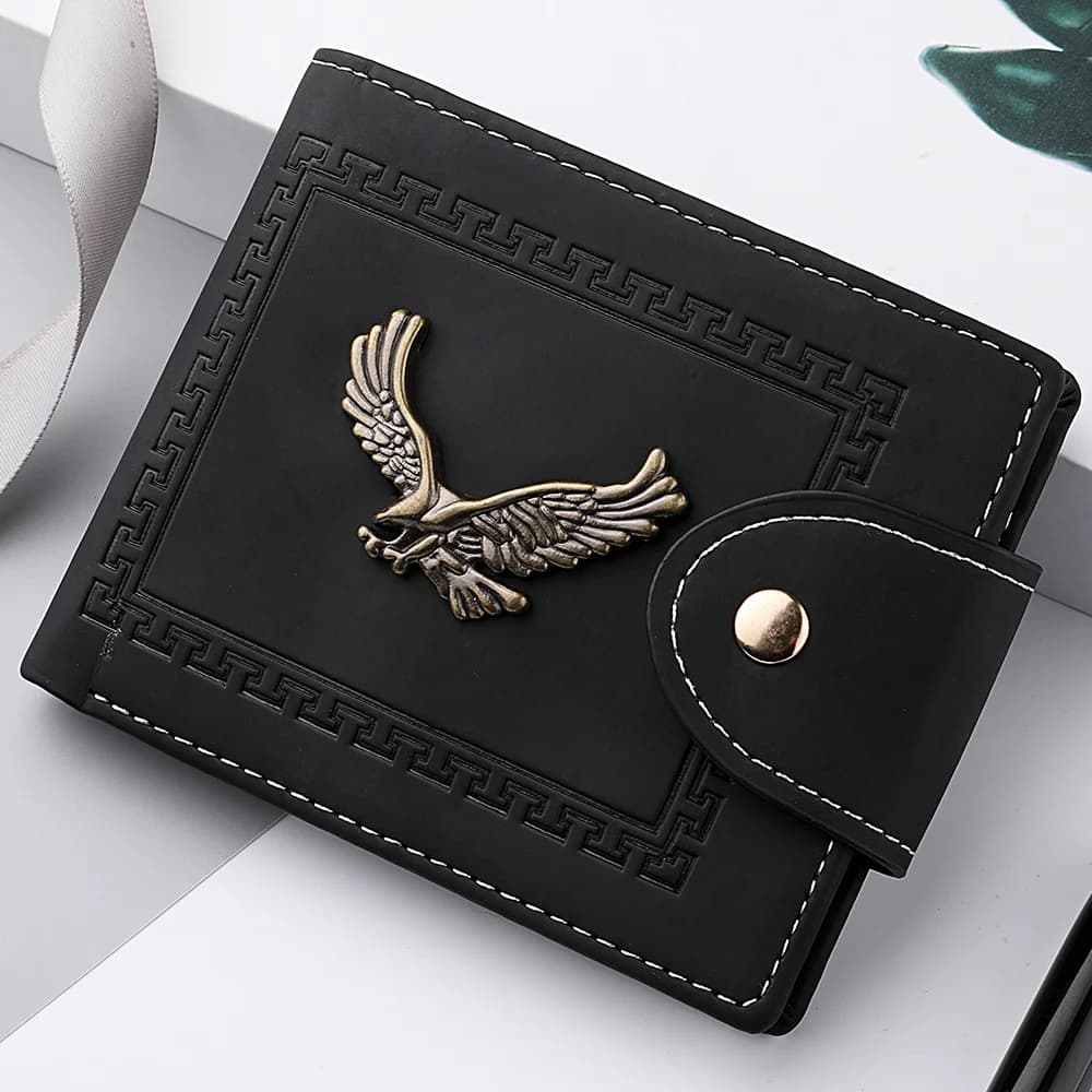 Men's Wallet Men's Short Wallet Youth Fashion Personality Pu Leather Credit Card ID Card Holder Wallet Folding Wallet