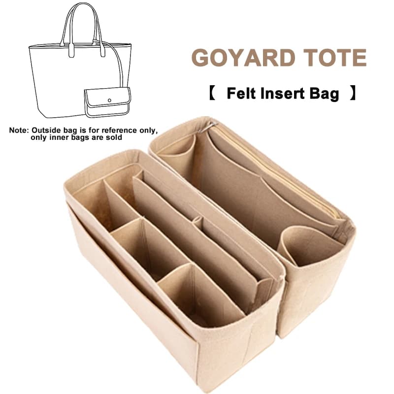 EverToner Felt Insert Organizer For Goyard GM PM Mini Tote Bag Womens Handbag Inner Purse Travel Cosmetic Liner Bags Shaper