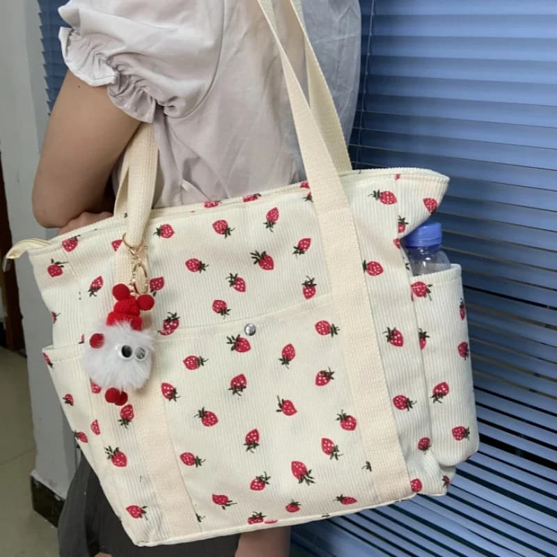 Forest Fresh Corduroy Handbag Sweet and Fashionable Versatile Shoulder Bag Beautiful and Simple Commuter Women's Tote Bag