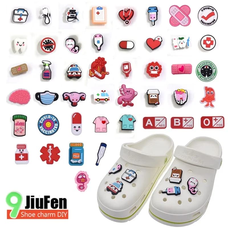 Cartoon Cute Medical Treatment Shoe Decoration PVC Shoe Charms Doctors Nurses Shoe Accessories for Croc Sandals XMas Gifts Pins