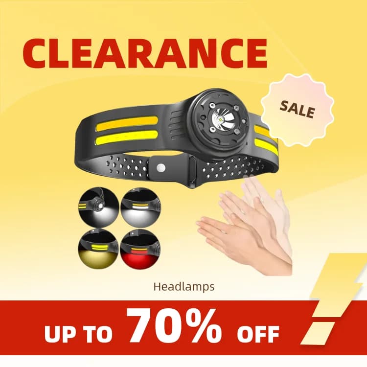 Clearance_Rechargeable LED Headlamp Fishing Light Camping Flashlight Wide Range of Lighting With White/Red/Yellow 3-color Light