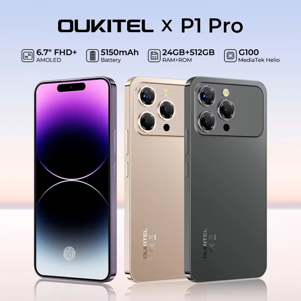 【World Premiere】OUKITEL P1 PRO 6.7-inch FHD+ AMOLED 120Hz, 5150mAh Battery, 8.2mm Ultra-thin Smartphone 8GB+512GB, Android 15