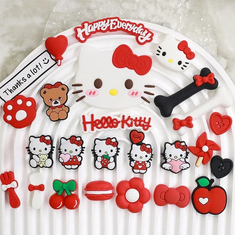 New Hello Kitty Shoe Accessories for Clogs Classic Cartoon Sandals Indoor Slippers JIBBITZ Birthday Gift Creative Party Gift