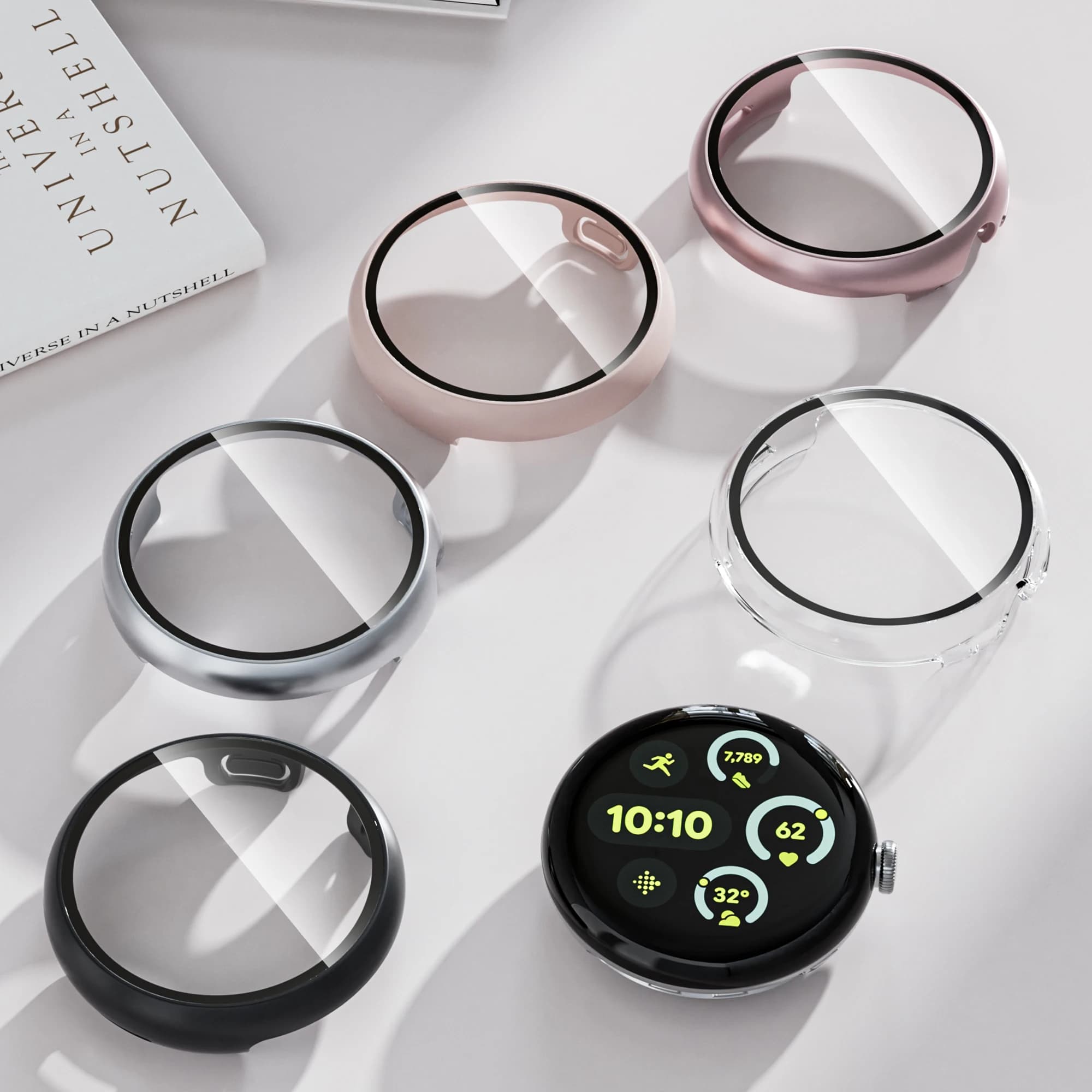 Tempered Glass+Case for Google Pixel Watch 3 45mm Accessorie Screen Protector PC Cover Frame for Google Pixel Watch 3 2 1 41mm