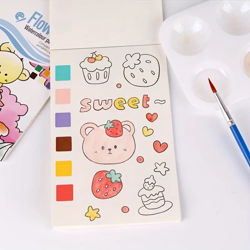 Watercolor Painting Book with 1 Book 1 pen Water Powder Graffiti Drawing Self-contained Paint Picture Coloring Painting Paper