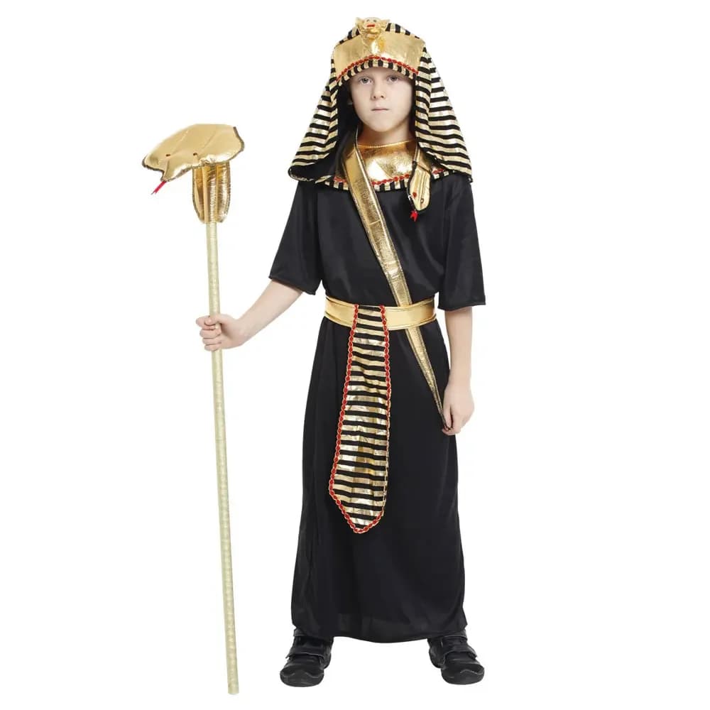 Kids Child Egypt Egyptian King Pharaoh Costume for Boys 4-6Y 6-8Y 8-10Y Halloween Purim Carnival Party Mardi Gras Disfraces