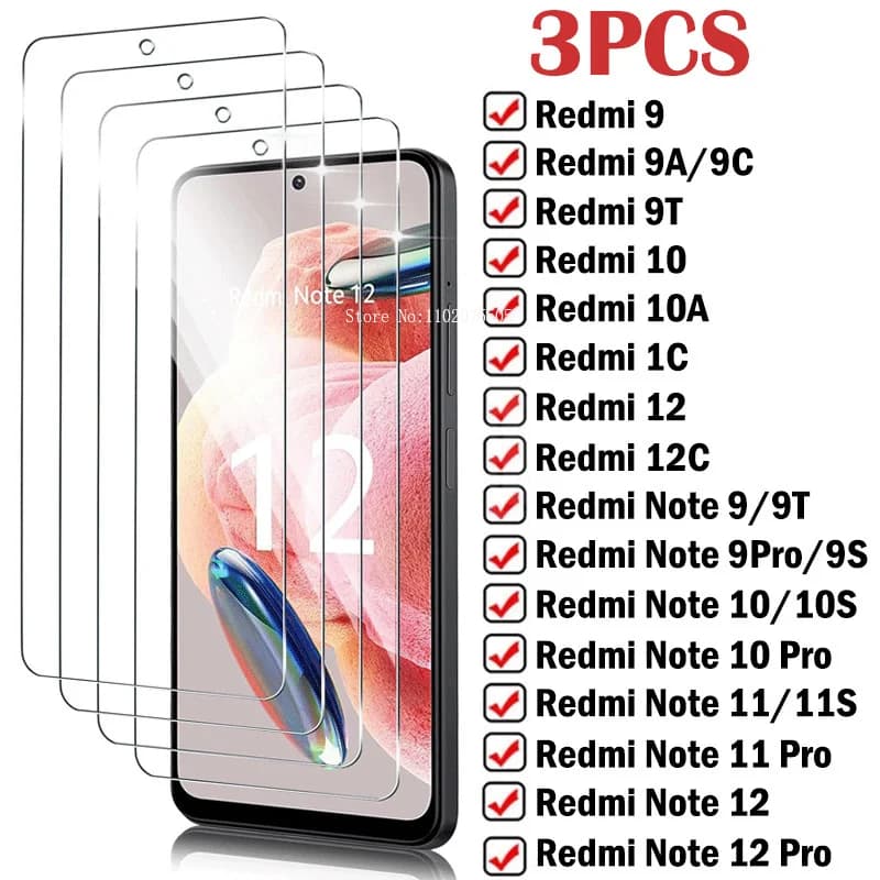 Premium Tempered Glass for Xiaomi Redmi Note 9 10 11 12 Pro 9S 10S 11S Screen Protector for Redmi 9 9A 10A 10C 9T 12C Low Price