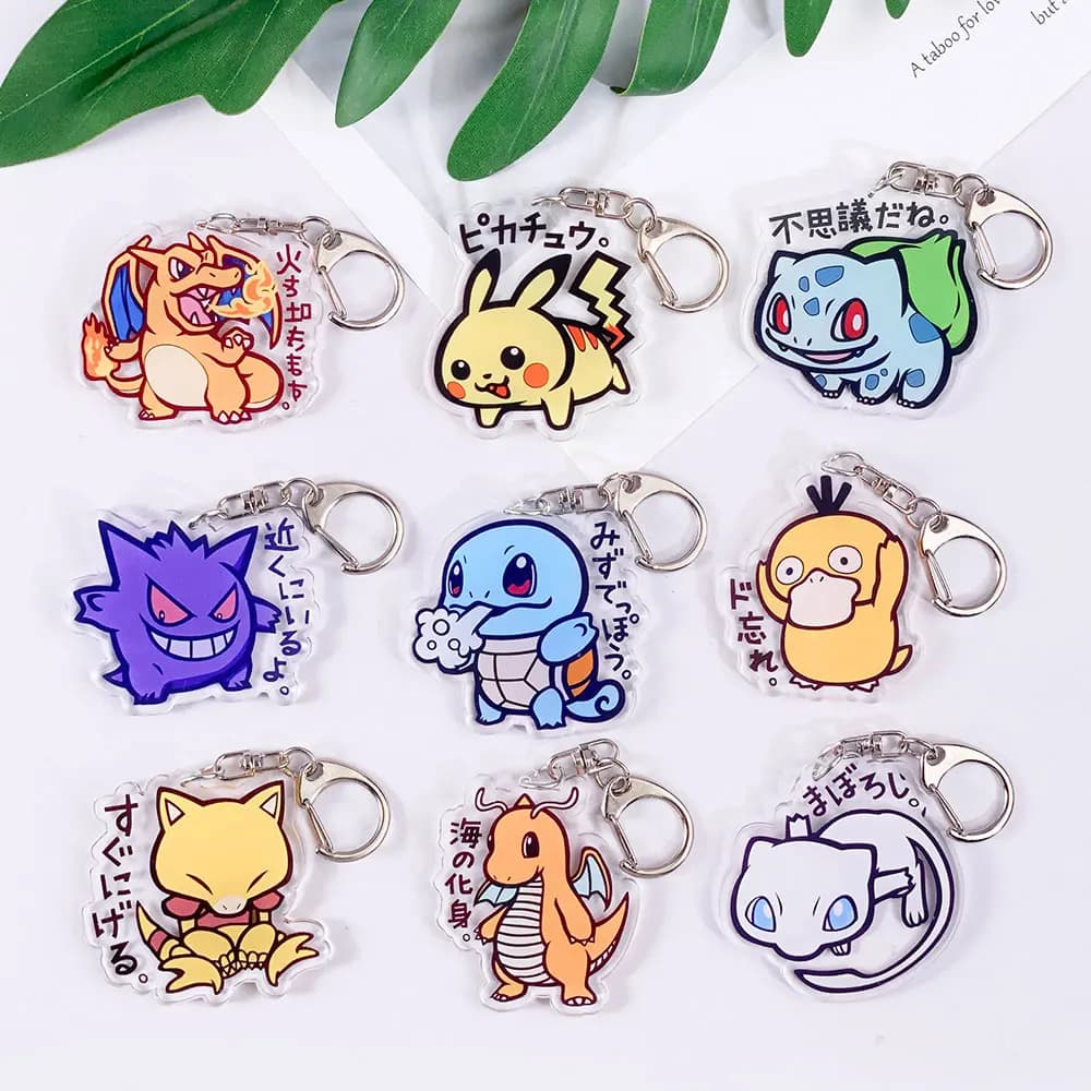 Pokémon Pikachu Cute Acrylic Keychain Accessories Pikachu Charizard Funny Bag Charm Backpack Pendant Key Ring Gifts For Friends