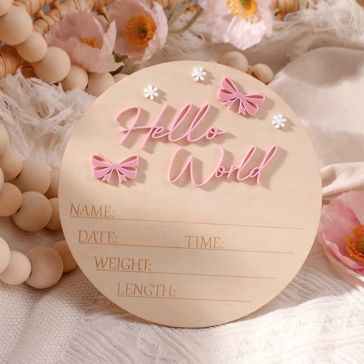 Ylsteed hello world newborn name sign dusty pink butterfly star deco baby birth announcement sign for hospital newborn props