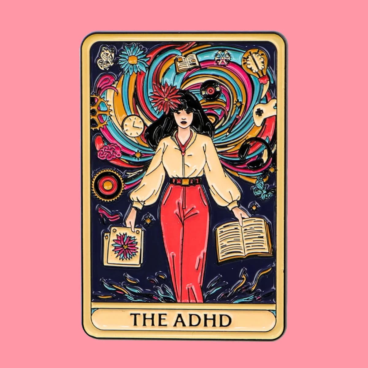 ADHD Mental Health Awareness Enamel Pin Art Paint Brooch Lapel Pins Badge on Backpack Clothing Accessories Fashion Jewelry Gifts