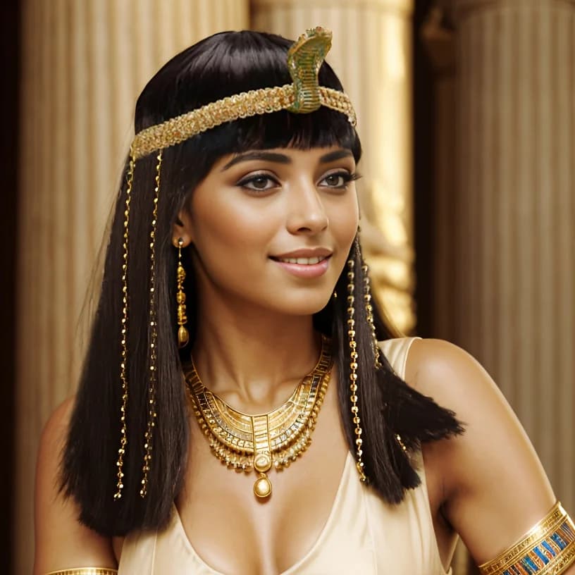 Fashion Egyptian Queen Heat Resistant Synthetic Wig Short Straight Snake Headband Women's Cosplay Party