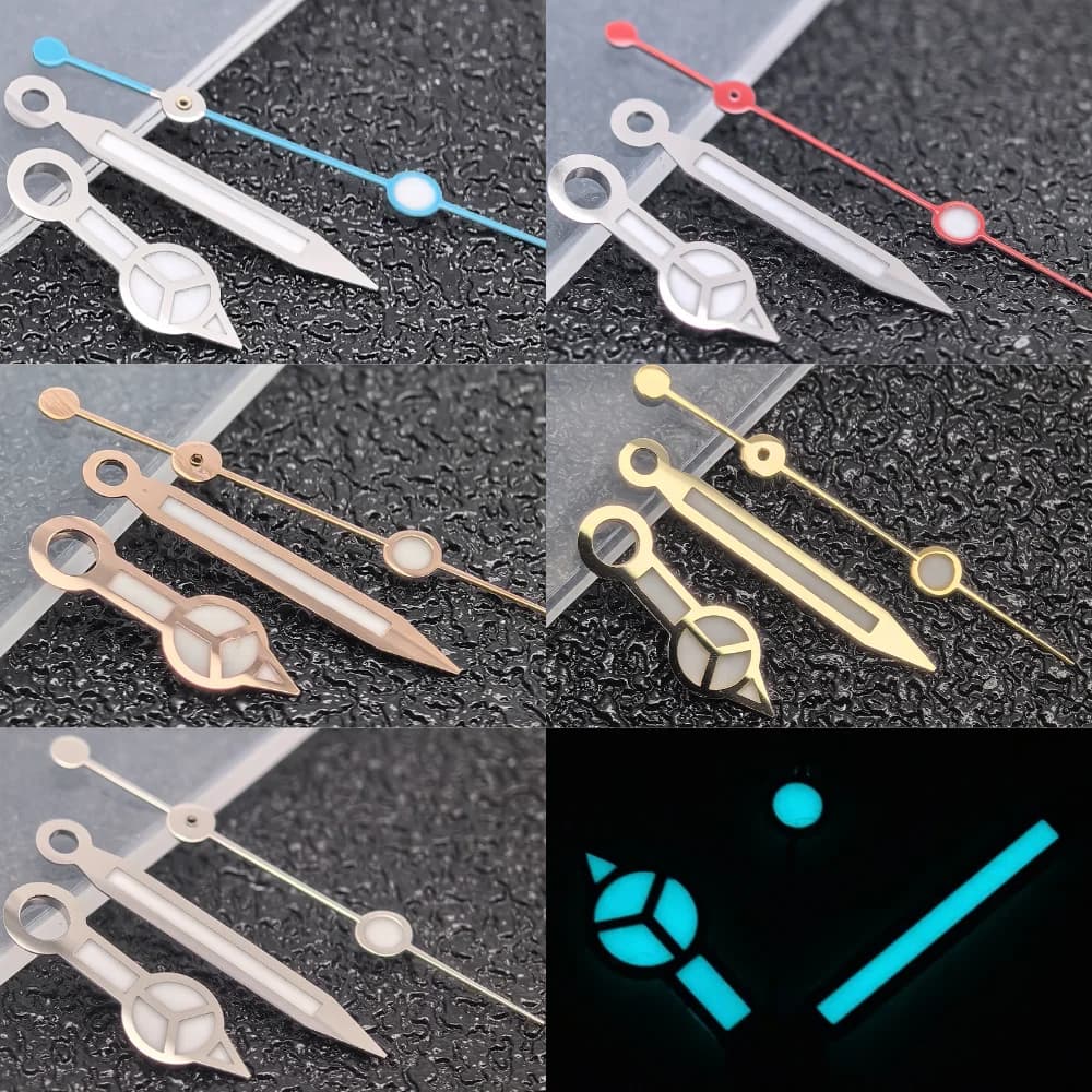 Ice Blue Luminous NH35 Hands Silver Rose Gold Needle Deep Diving Watch Modified Accessories for NH35A NH36 Movement