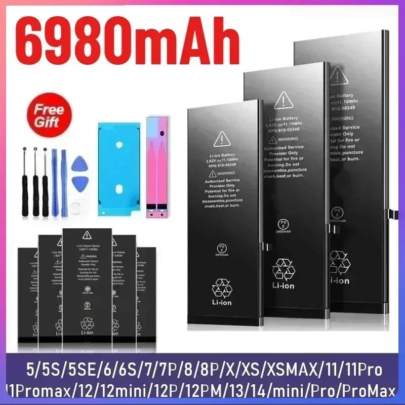 Zero-cycle Rechargeable Batterie for IPhone 14 13 12 Pro 6S 6 7 8 Plus X XS Max Battery for Iphone Lithium Battery High Quality