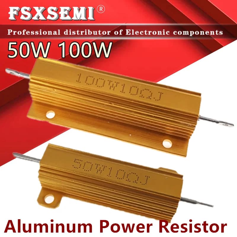 RX24 50W 100W Aluminum Power Metal Shell Case Wirewound Resistor 0.01 ~ 30K 1 2 3 5 6 8 10 20 100 150 200 300 500 1K 10K ohm