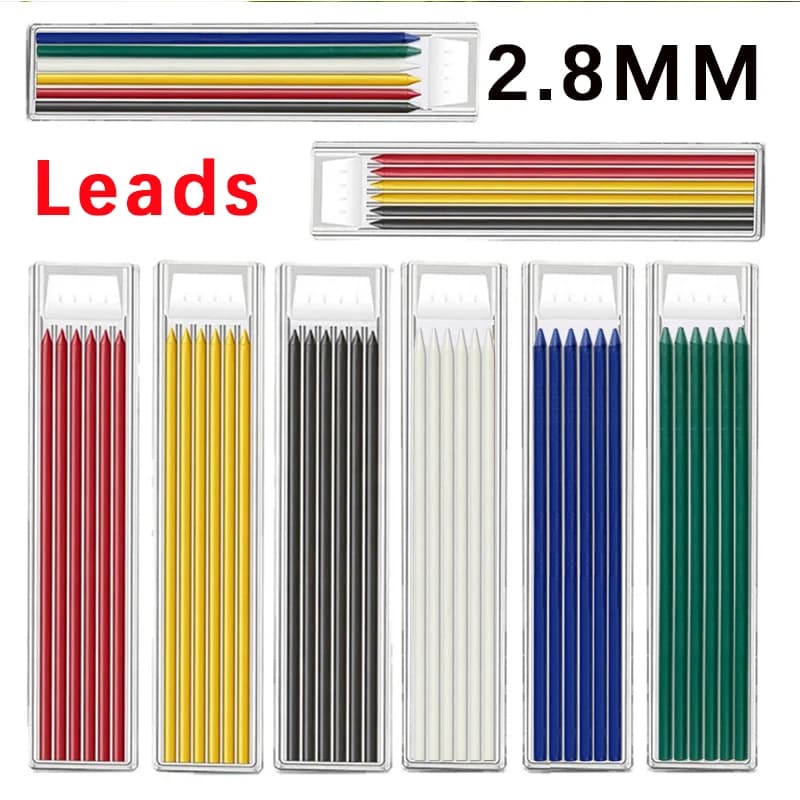 2.8mm Colored Replaceable Refill Rods for Woodworking Pencil Deep Hole Leads Marking Tools Special Sharpener 12CM Length Core