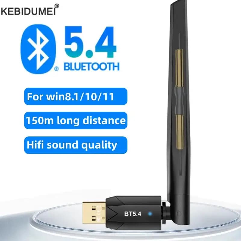 150M Bluetooth 5.4 6.0 Adapter USB Bluetooth Dongle Driver Free for Windows 11/10/8.1 Mouse Keyboard Audio Receiver Transmitter