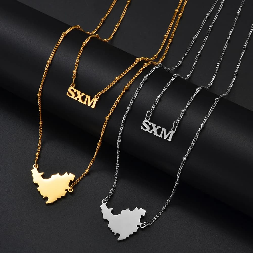 Anniyo Sint Maarten and Saint-Martin Double Necklaces Saint Martin SXM Jewelry @316321