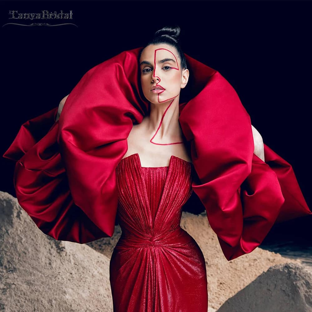 Rad Voluminous Satin Duchess Shoulders Cape New Fashion Puff Bolero Wrap With Sleeve Chic DJ204