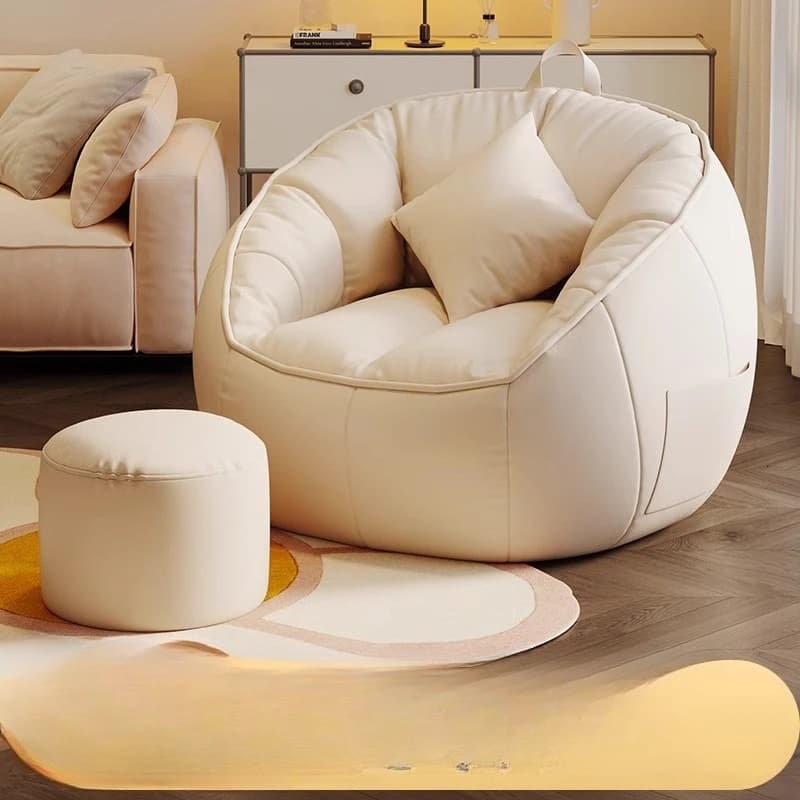 Seat Puff Sofas For Living Room Bean Bag Furniture Single Sofa Pure Cotton And Linen Material Puffs Asiento Lightweight Portable