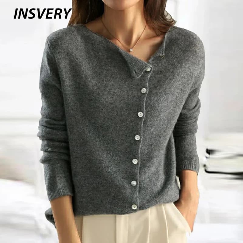 Autumn Winter Sweater Women Elegant Button Design Knitted Cardigans For Women Casual Sweaters