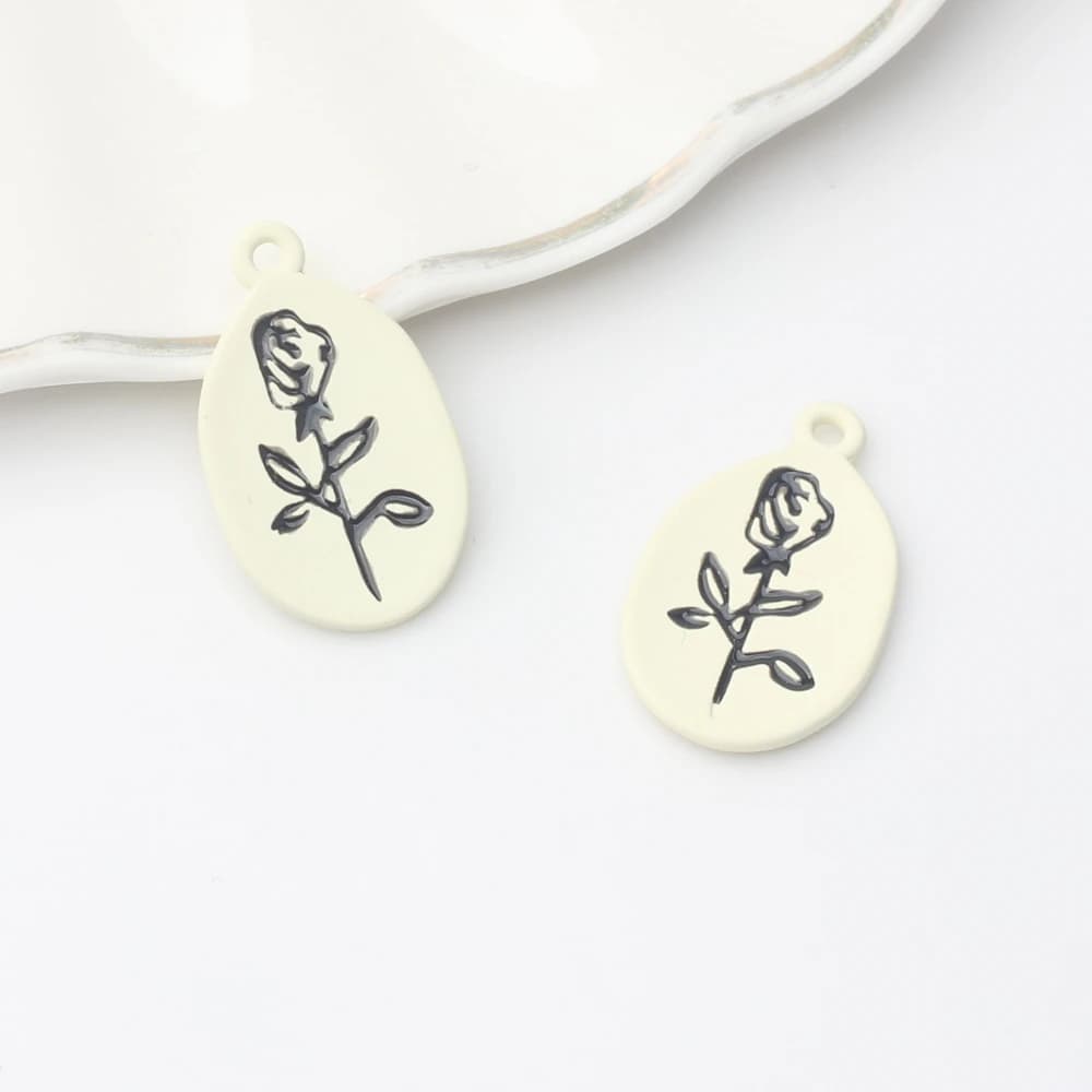 Zinc Alloy Colorful Spray Paint Rose Flower Oval Charms 10pcs/lot For DIY Necklaces Earrings Jewelry Making Accessories