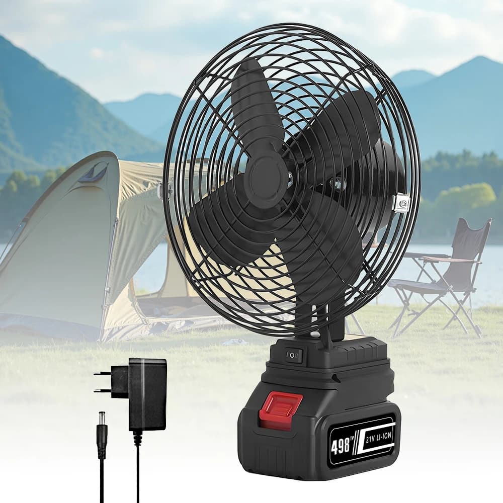 10000/20000mAh Camping Fan 6 Inches Wireless Outdoor Fishing Desktop Portable Metal Fan Strong Wind Fan Fit Makita 20V Battery