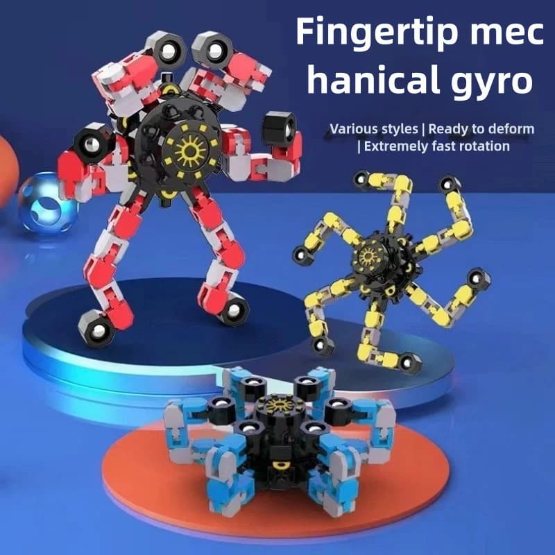 Funny Sensory Fidget Toys, Transformable Chain Robot Finger Toy 4PCS DIY Deformation Robot Mechanical Spinners