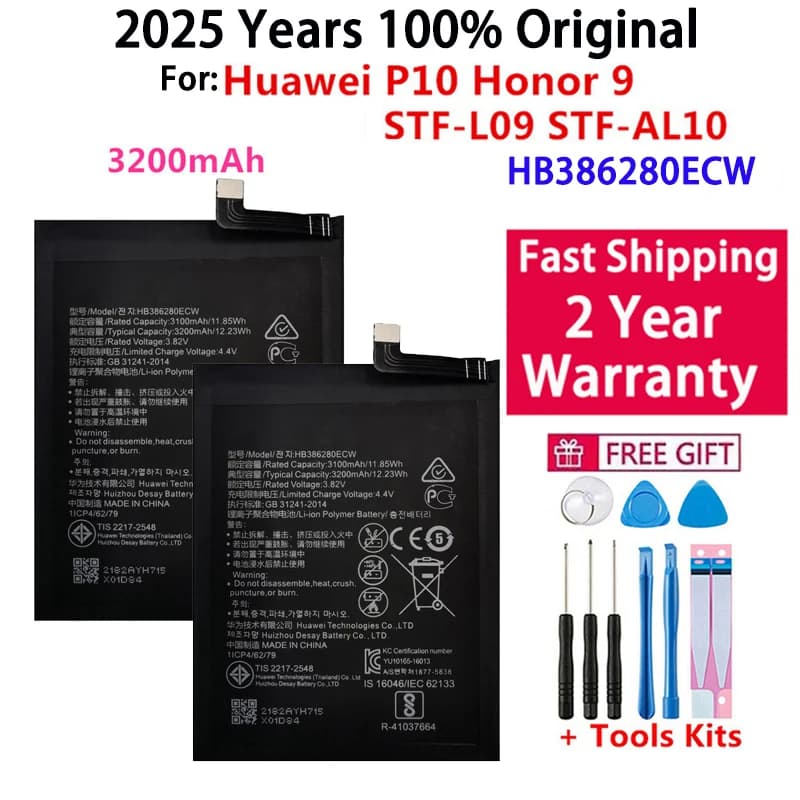 Replacement Phone Battery HB386280ECW 3200mAh Battery For Huawei Honor 9 STF-L09 STF-AL10 For Huawei P10 5.1" Batteries
