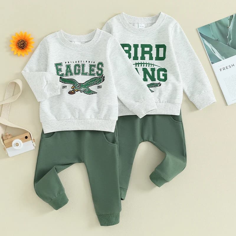 2023-11-22 Lioraitiin Baby Boys Clothes Set Long Sleeve Letters Print Sweatshirt with Elastic Waist Sweatpants Clothes