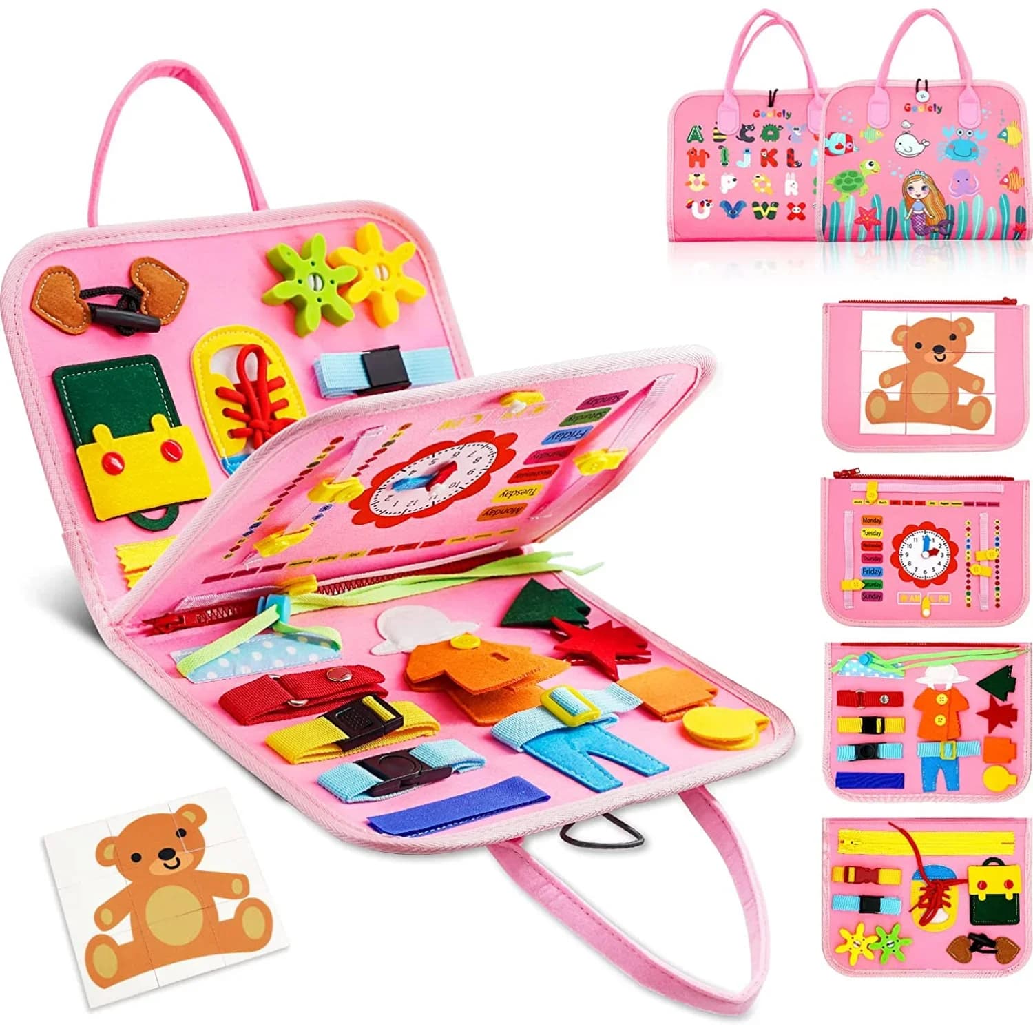 Montessori Toddler Busy Board,Autism Sensory Toys,Educational Activity Motor Skills Baby, Life Skills Learning Toys for Kids