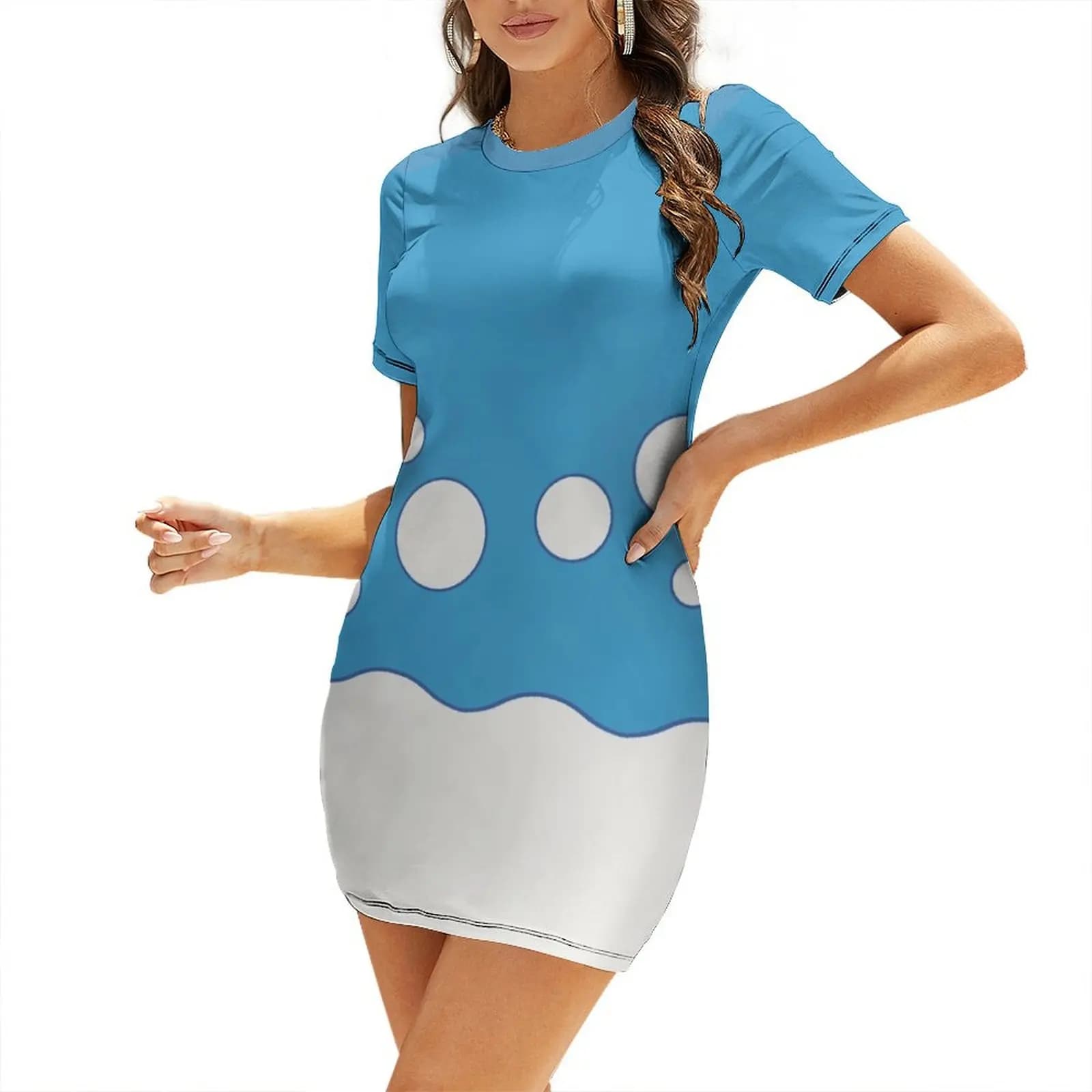 Azumarill Pattern Short Sleeved Dress Prom gown party dresses woman Dress