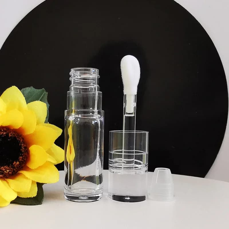 5.5ml Lipgloss Tubes Empty PET Big Brush Rod Round Cosmetic Tube Clear Lip Balm Bottle Refillable Gloss Containers Packing