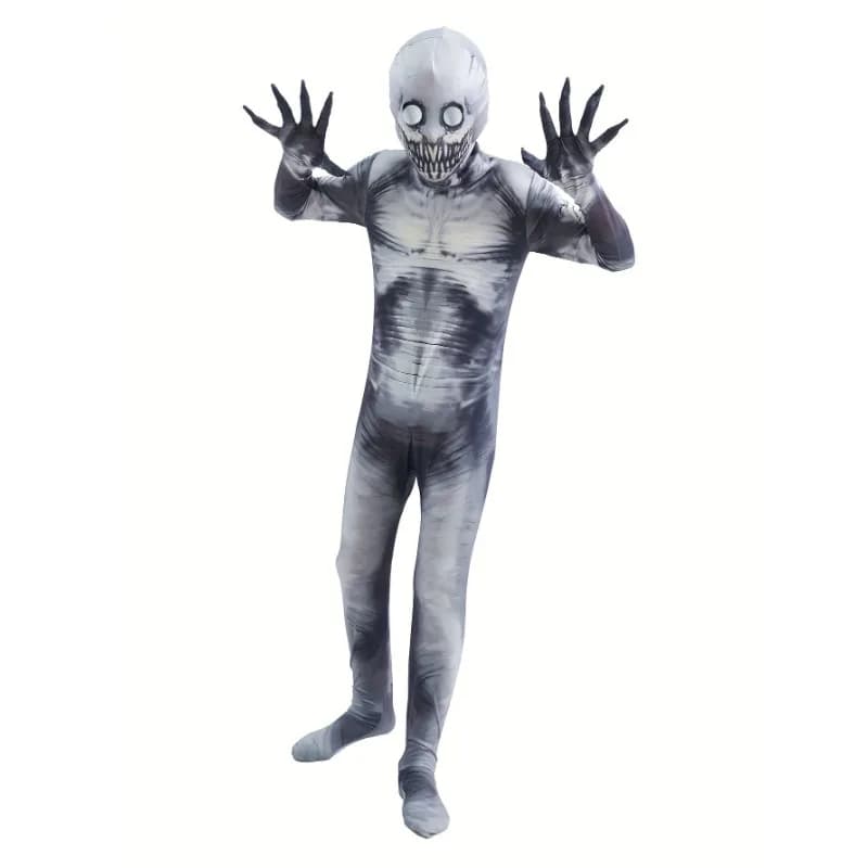 Kids Horror Skeleton Onesie Halloween Ghost of The Dead Printed Zipper Costume Kids Party Performance Costume Dress Up Carnival