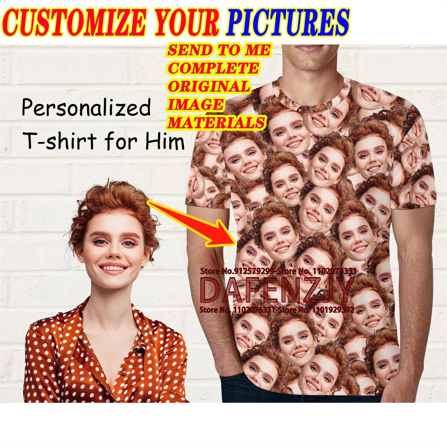 Trend Retro Style Full Body Custom Your Photo/name T Shirt Men Short Sleeve Harajuku Tshirt Male T-shirt Customized Top Tee
