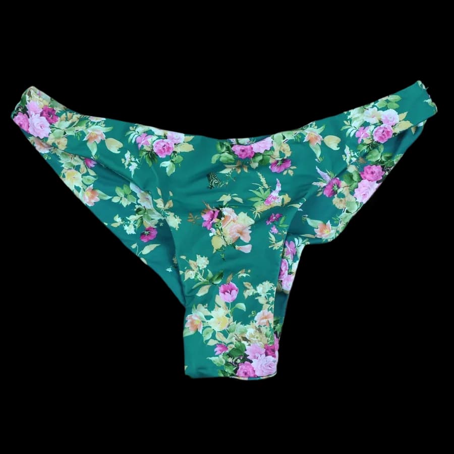 Women's Floral Brazilian Thong Swimsuit, Swimwear, Bottom Print, Classic Cut Bottoms, Swimming Thong, Bathing Suits