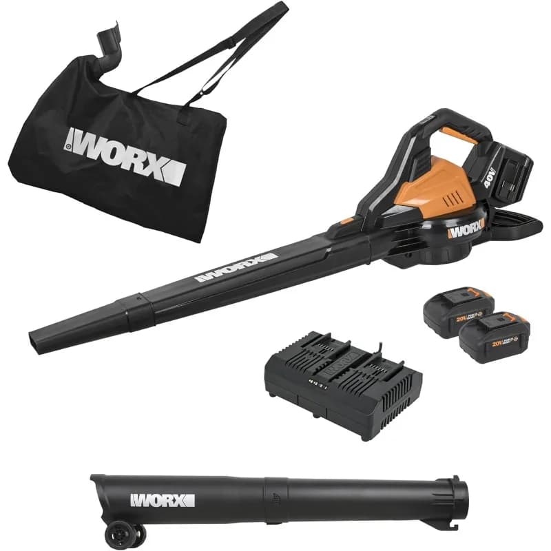 40V Leaf Blower Cordless with Battery & Charger, 3-in-1 Blower for Lawn with Vacuum and Mulcher
