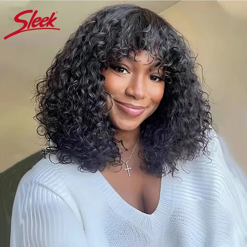 Sleek Jerry Curl Short Pixie Cut Bob Brazilian P4/27 Human Hair Wigs With Bang Natual Black Remy Highlight P1B/30 Ombre T1B/33