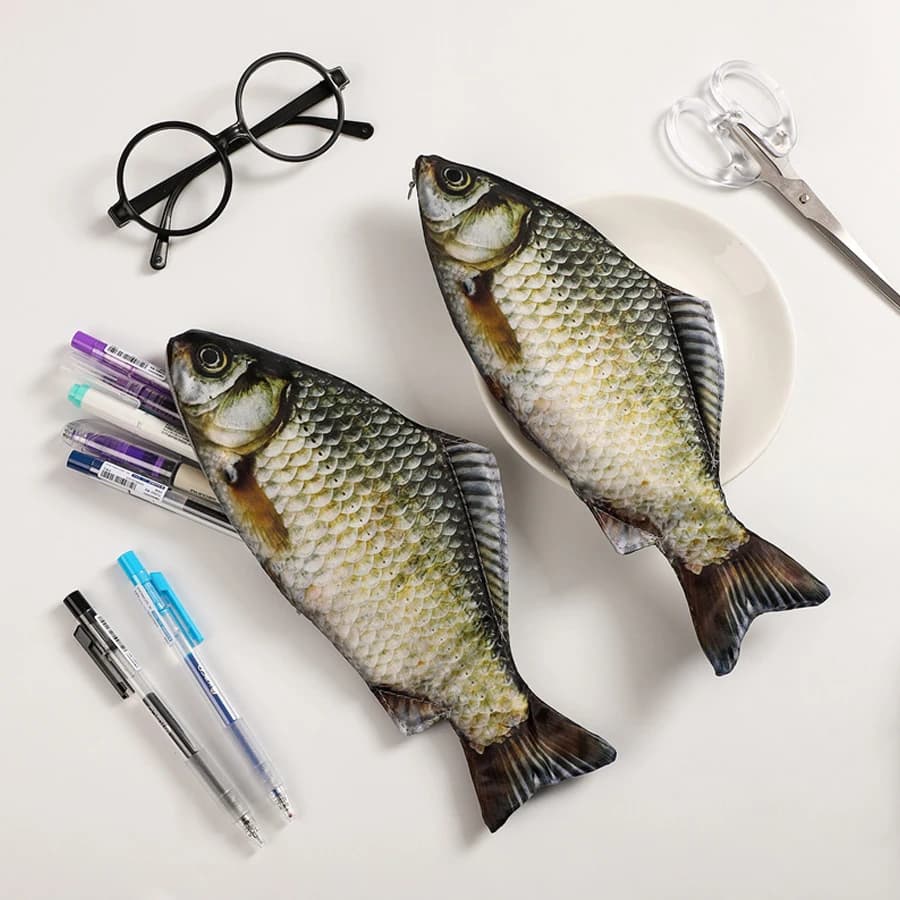 Creative Simulated Salted Fish Pencil Case Large Capacity Pencils Pouch Cute Pencil Bag Funny Back to School Acsesories Gift