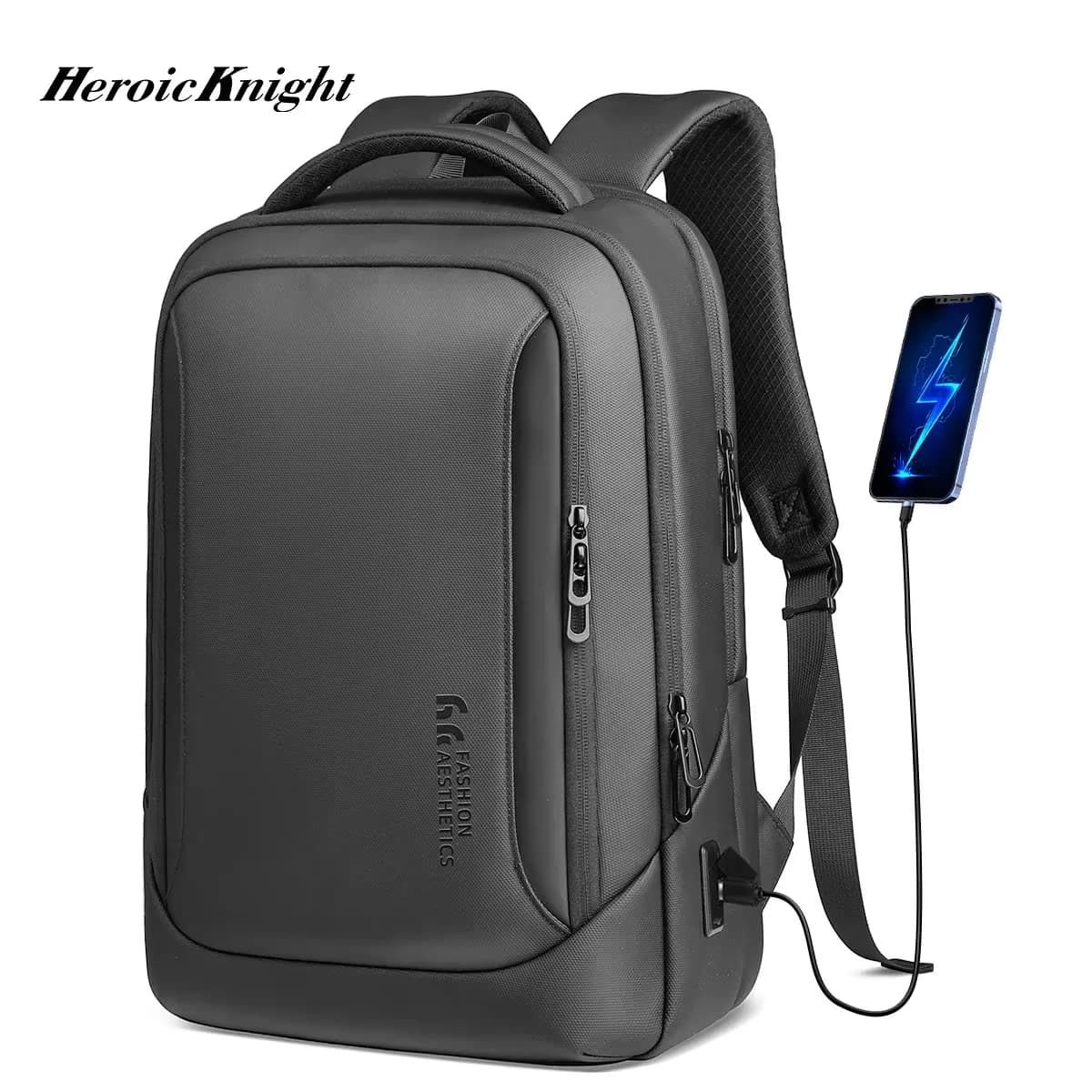 Heroic Knight Multifunctional Men's Backpack 15.6" Laptop Backpack Waterproof Large Capacity Work Travel Backpack with USB Port