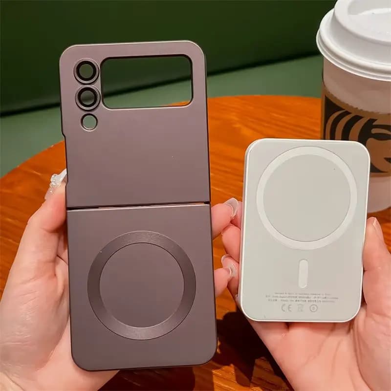 for Samsung ZFlip 4 Luxury for Magsafe Matte Case for Samsung Galaxy Z Flip 6 4 3 5 Flip4 Wireless Charger Soft Silicone Cover