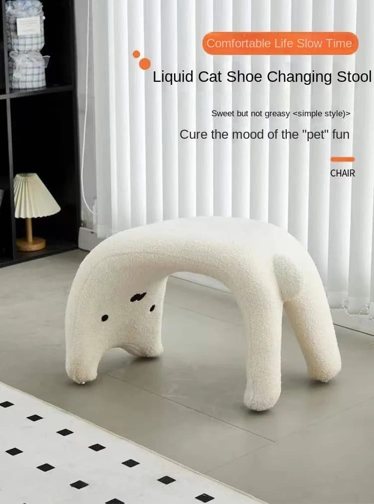 Stool Bent Shoe Change Stool Lamb's Wool Stool Makeup Vanity Stool Entryway Stool Living Room Sofa Stools